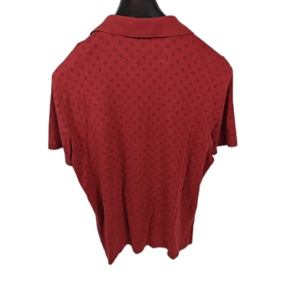 Men’s Banana Republic Luxury Touch Polo Shirt Red Navy Geometric Size XL